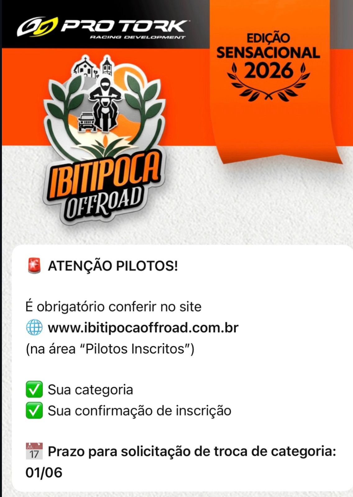 Vai trocar de categoria nas motos? Última chamada